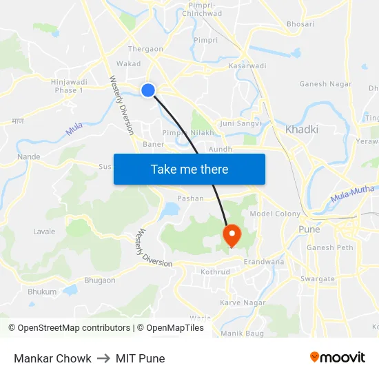 Mankar Chowk to MIT Pune map