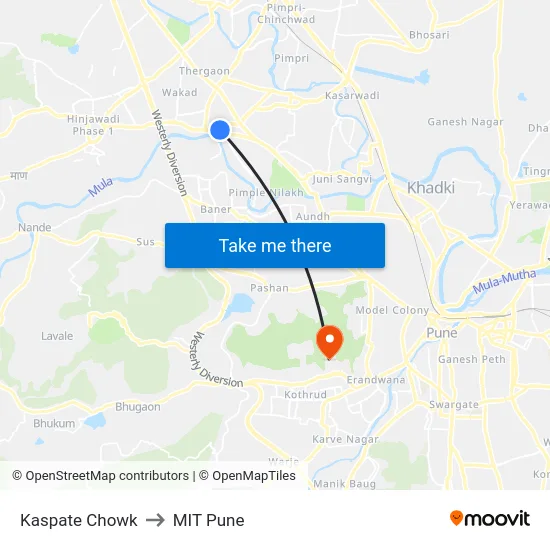 Kaspate Chowk to MIT Pune map