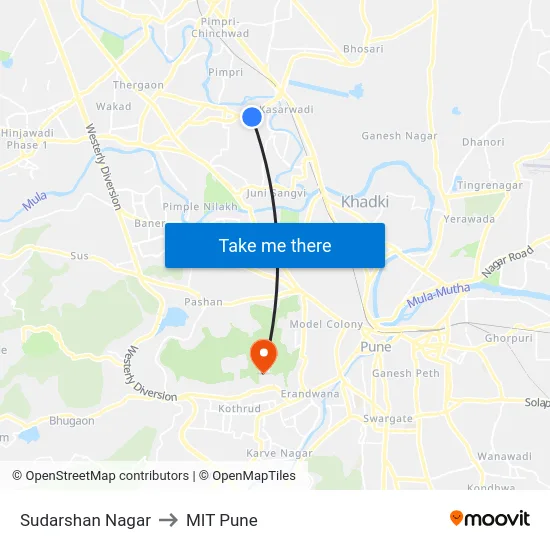 Sudarshan Nagar to MIT Pune map
