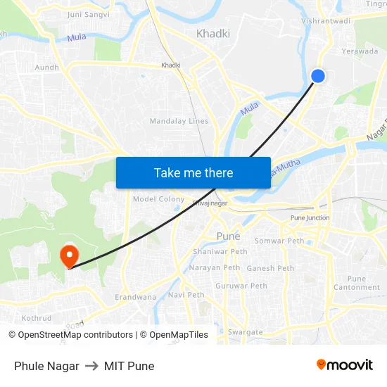 Phule Nagar to MIT Pune map