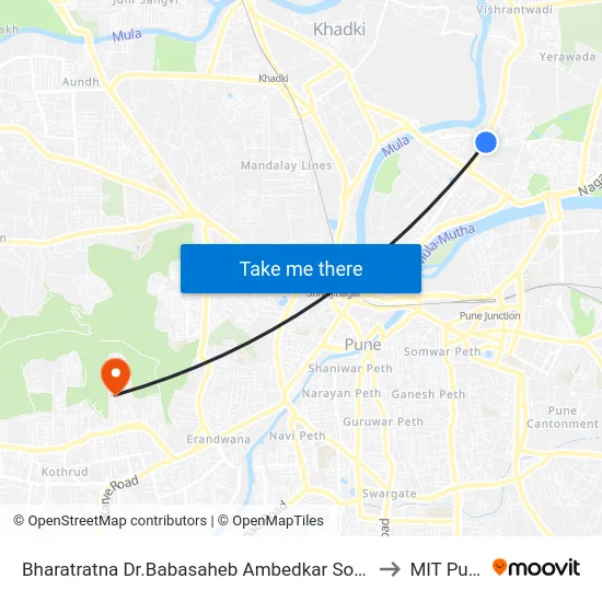 Bharatratna Dr.Babasaheb Ambedkar Society to MIT Pune map