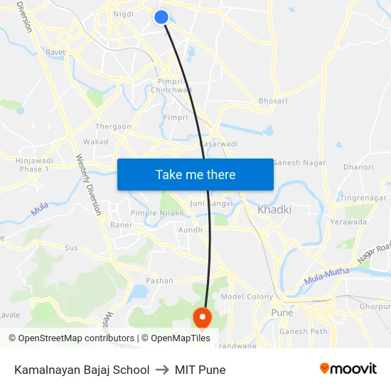 Kamalnayan Bajaj School to MIT Pune map