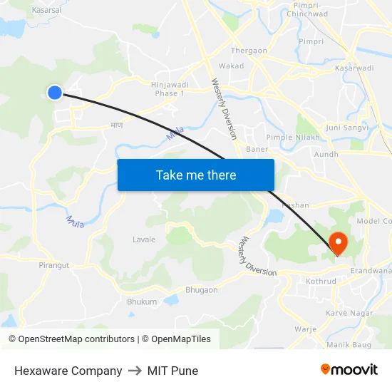 Hexaware Company to MIT Pune map