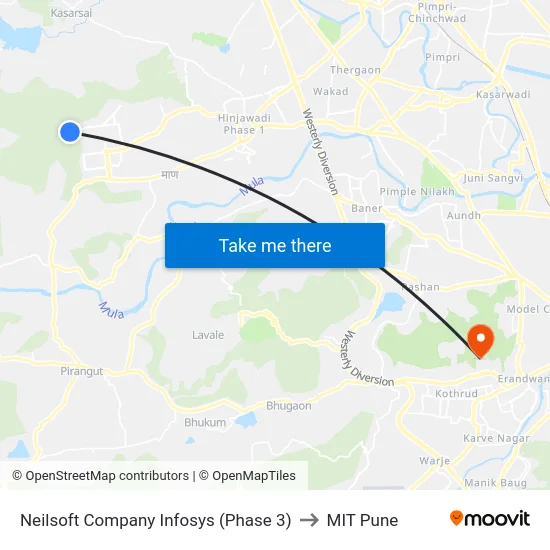 Neilsoft Company Infosys (Phase 3) to MIT Pune map