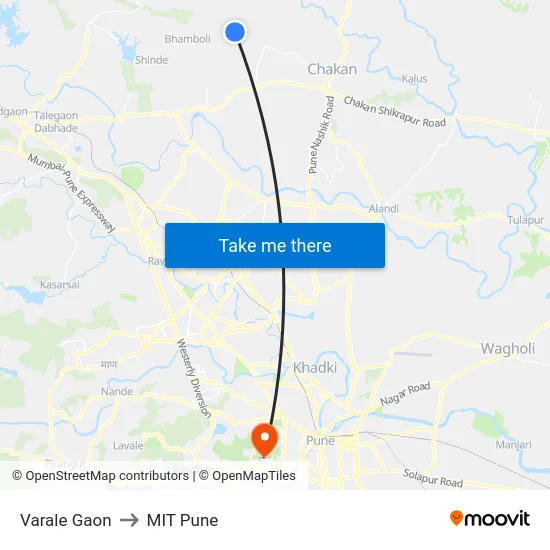 Varale Gaon to MIT Pune map