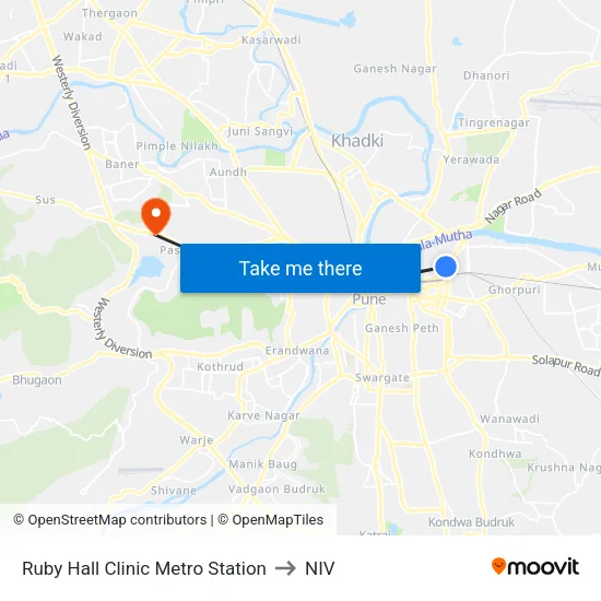 Ruby Hall Clinic to NIV map