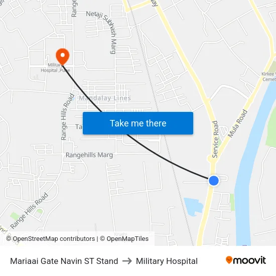 Mariaai Gate Navin ST Stand to Military Hospital map