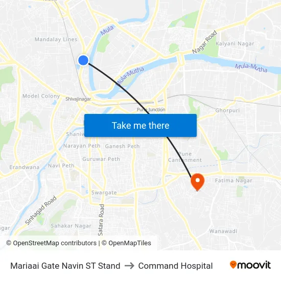 Mariaai Gate Navin ST Stand to Command Hospital map