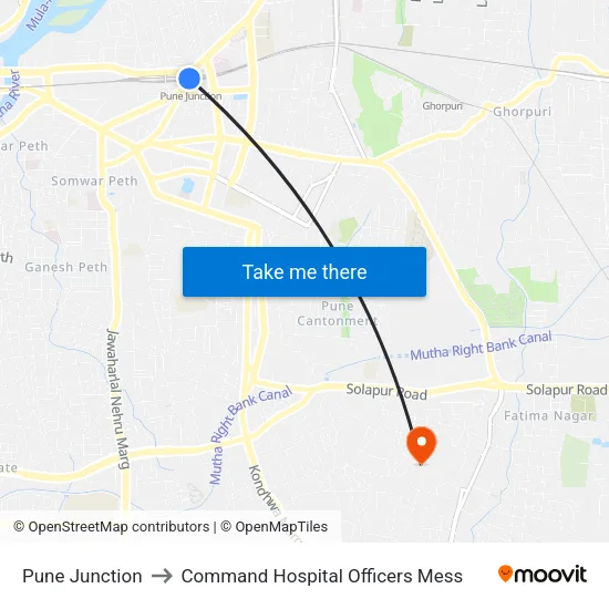 Pune Junction to Command Hospital Officers Mess map