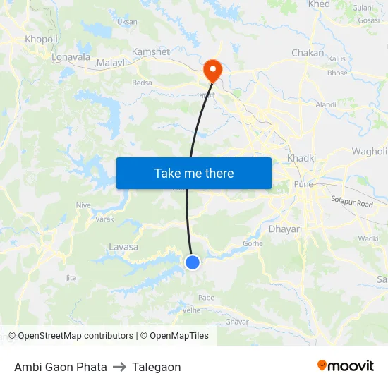 Ambi Gaon Phata to Talegaon map