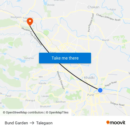 Bund Garden to Talegaon map