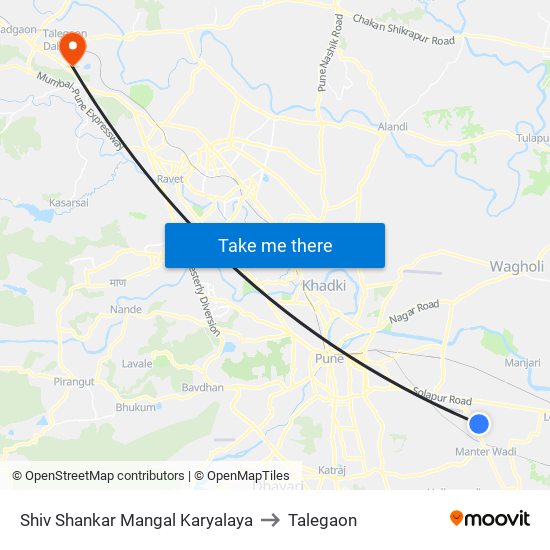 Shiv Shankar Mangal Karyalaya to Talegaon map