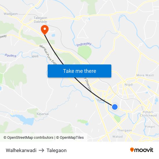 Walhekarwadi to Talegaon map