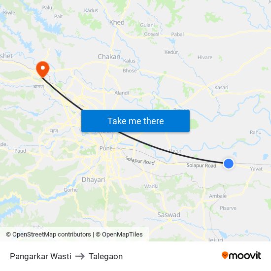 Pangarkar Wasti to Talegaon map