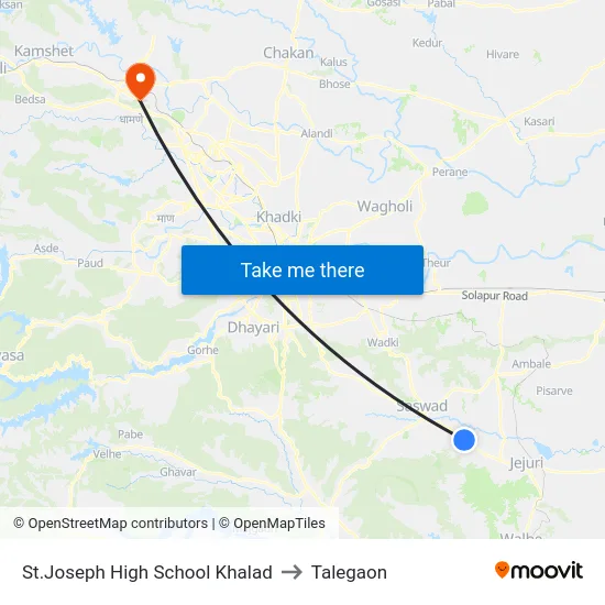 St.Joseph High School Khalad to Talegaon map