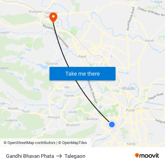 Gandhi Bhavan Phata to Talegaon map