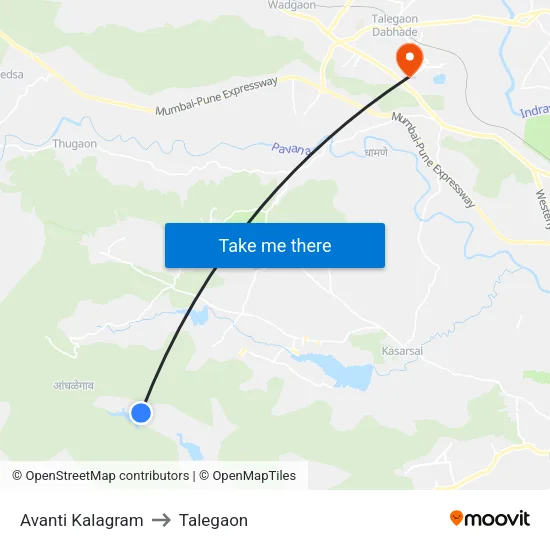 Avanti Kalagram to Talegaon map