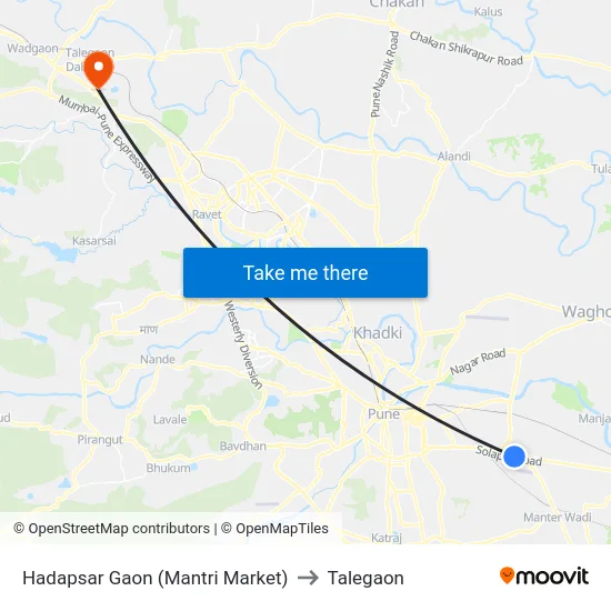 Hadapsar Gaon (Mantri Market) to Talegaon map