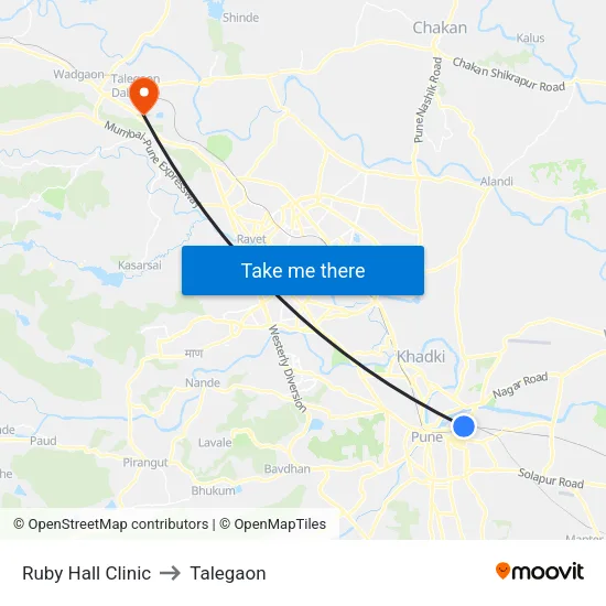 Ruby Hall Clinic to Talegaon map