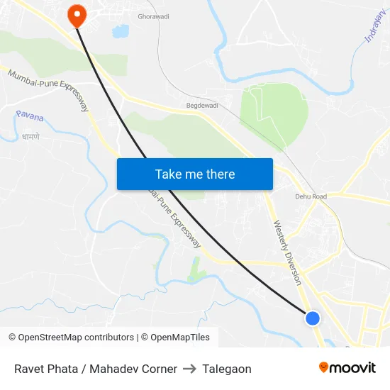 Ravet Phata / Mahadev Corner to Talegaon map