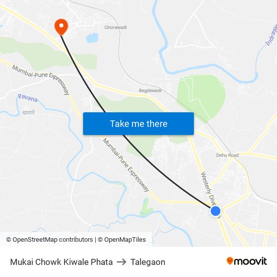 Mukai Chowk Kiwale Phata to Talegaon map