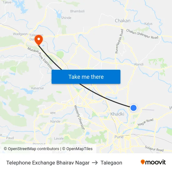 Telephone Exchange Bhairav Nagar to Talegaon map
