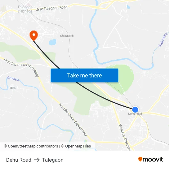 Dehu Road to Talegaon map