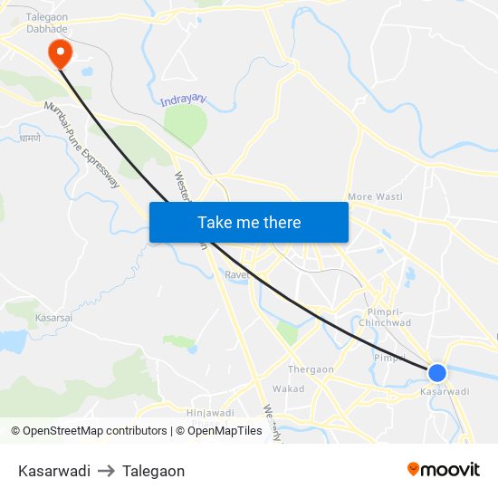 Kasarwadi to Talegaon map