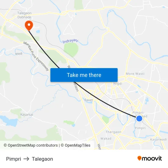 Pimpri to Talegaon map
