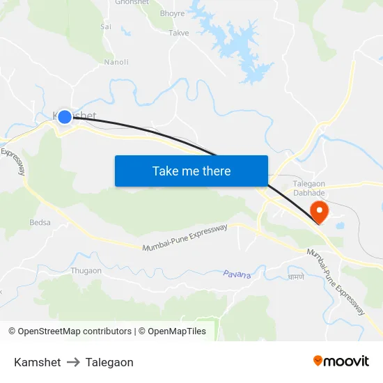 Kamshet to Talegaon map