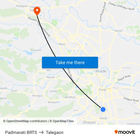 Padmavati BRTS to Talegaon map