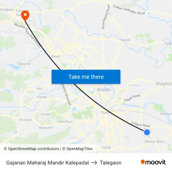 Gajanan Maharaj Mandir Kalepadal to Talegaon map
