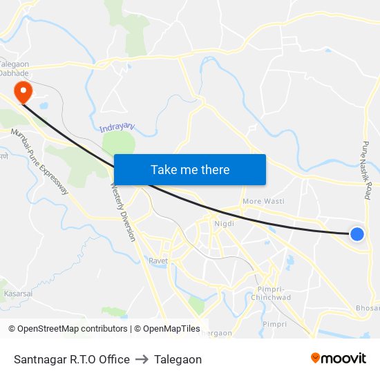 Santnagar R.T.O Office to Talegaon map