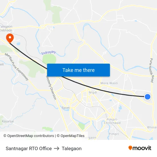 Santnagar RTO Office to Talegaon map