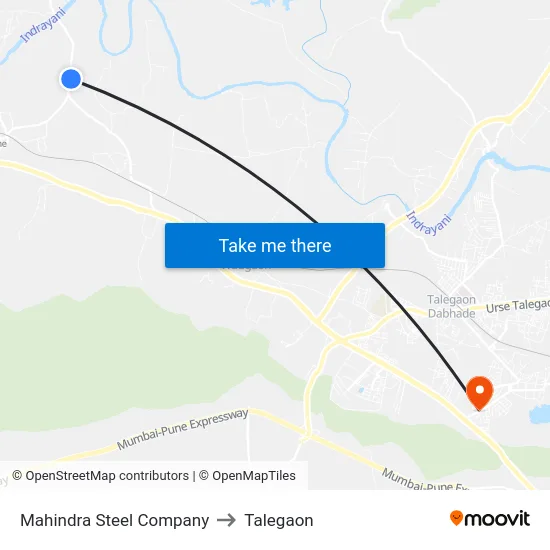 Mahindra Steel Company to Talegaon map