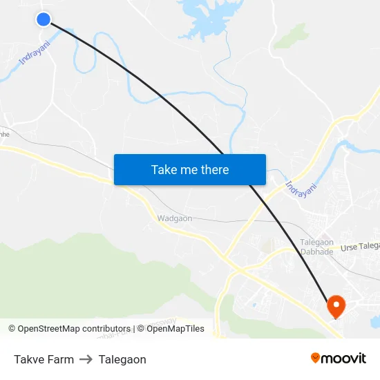 Takve Farm to Talegaon map