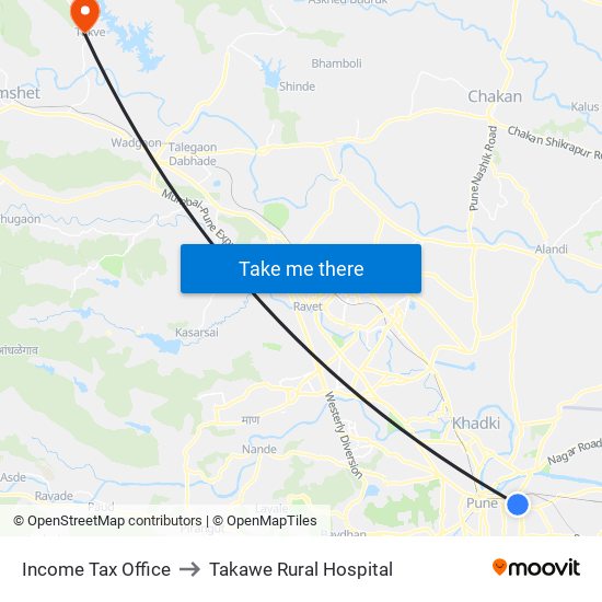 Income Tax Office to Takawe Rural Hospital map