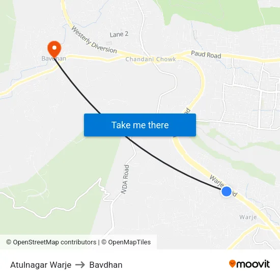 Atulnagar Warje to Bavdhan map