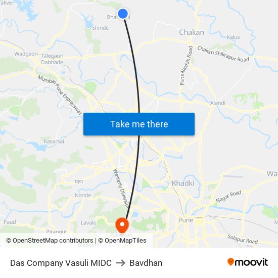 Das Company Vasuli MIDC to Bavdhan map