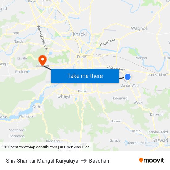 Shiv Shankar Mangal Karyalaya to Bavdhan map