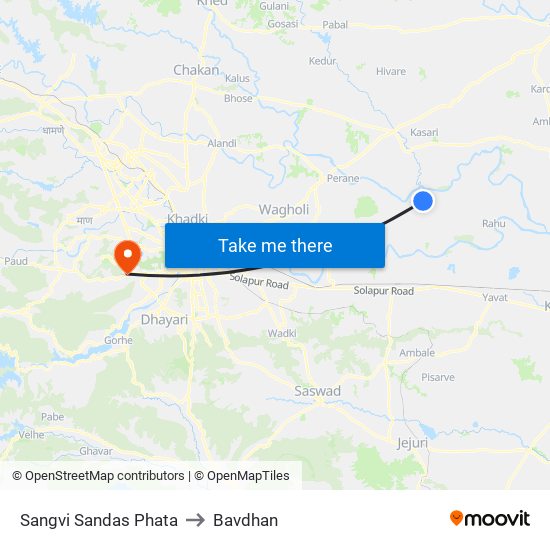 Sangvi Sandas Phata to Bavdhan map