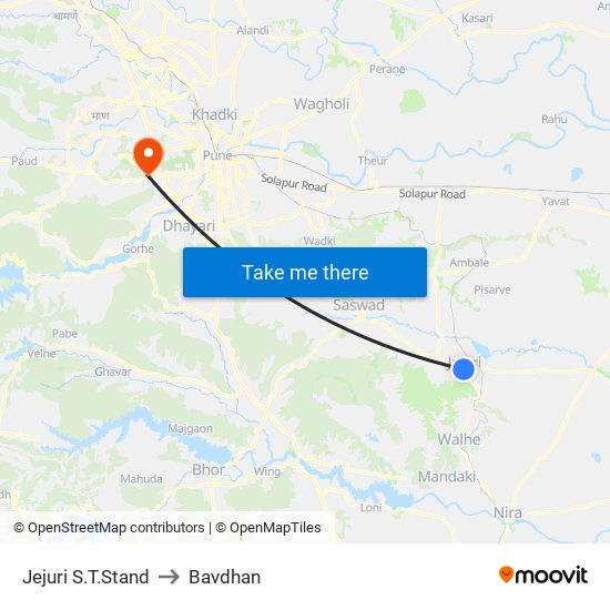 Jejuri S.T.Stand to Bavdhan map