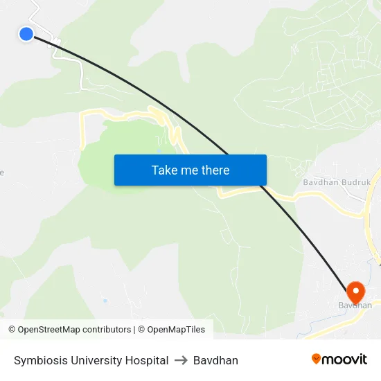 Symbiosis University Hospital to Bavdhan map