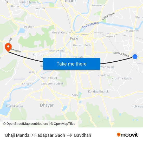 Bhaji Mandai / Hadapsar Gaon to Bavdhan map