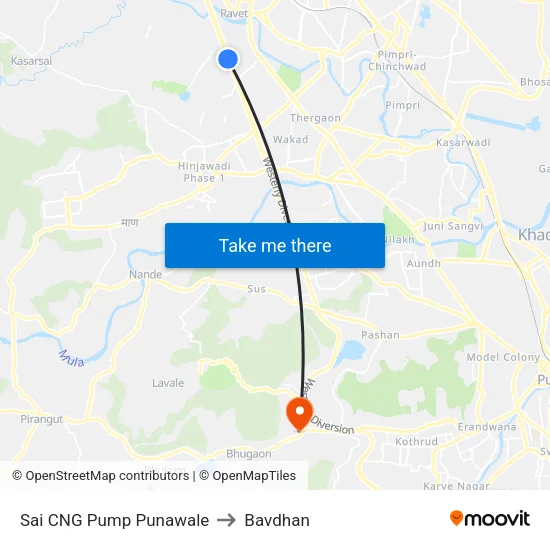 Sai CNG Pump Punawale to Bavdhan map