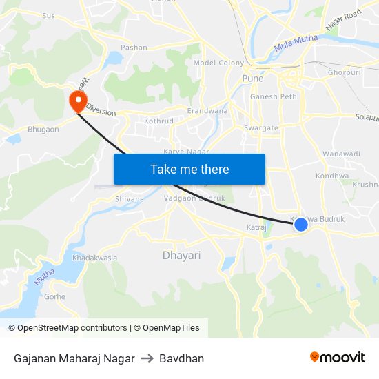 Gajanan Maharaj Nagar to Bavdhan map