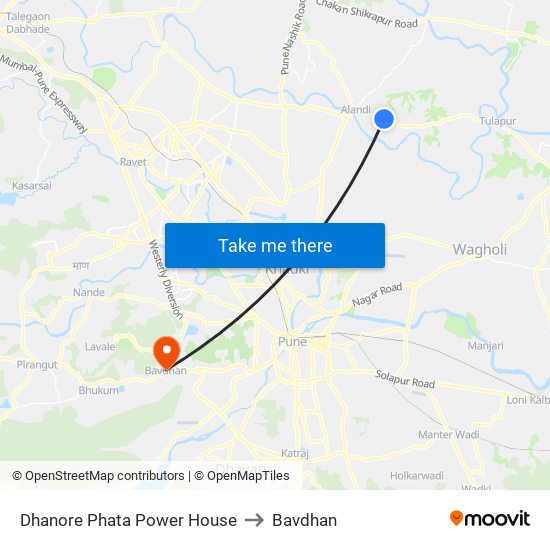 Dhanore Phata Power House to Bavdhan map