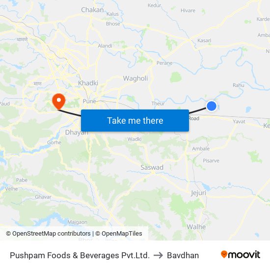 Pushpam Foods & Beverages Pvt.Ltd. to Bavdhan map