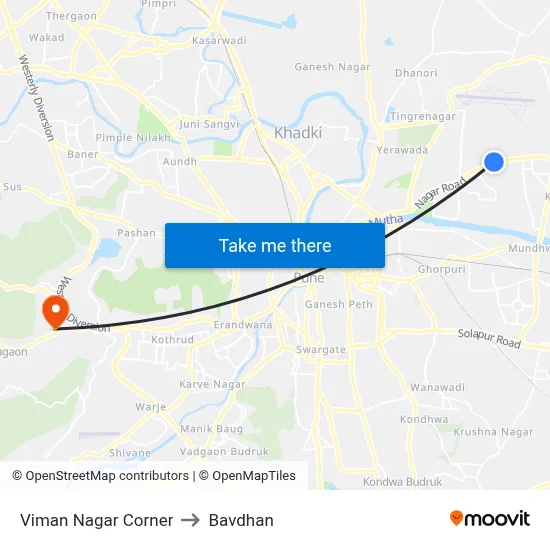Viman Nagar Corner to Bavdhan map