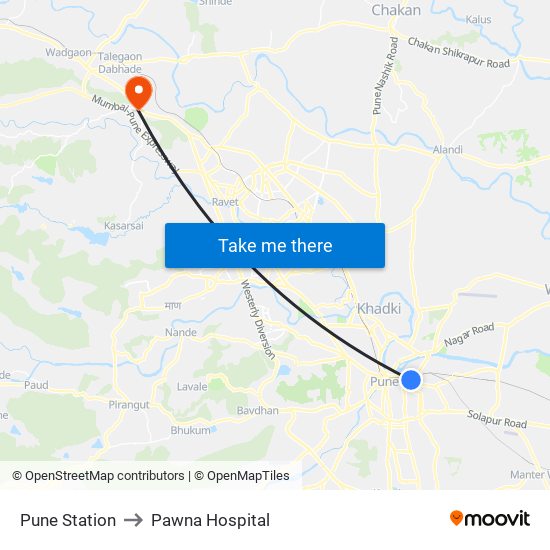 Pune Station to Pawna Hospital map
